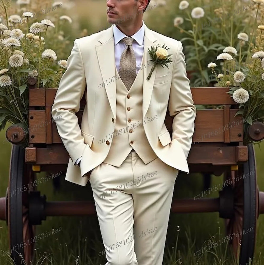 Business Male Tuxedos 3 Piece Set Jacket Vest Pants LADYLYS