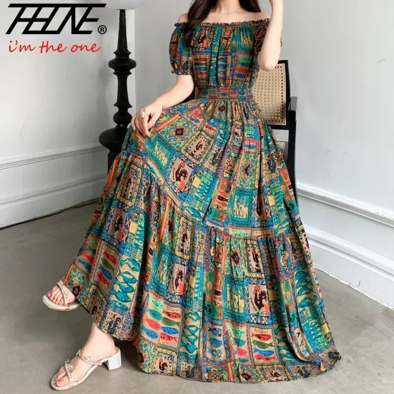 Women Summer Indian Clothes Bohemian Cotton Linen Floral dress LADYLYS