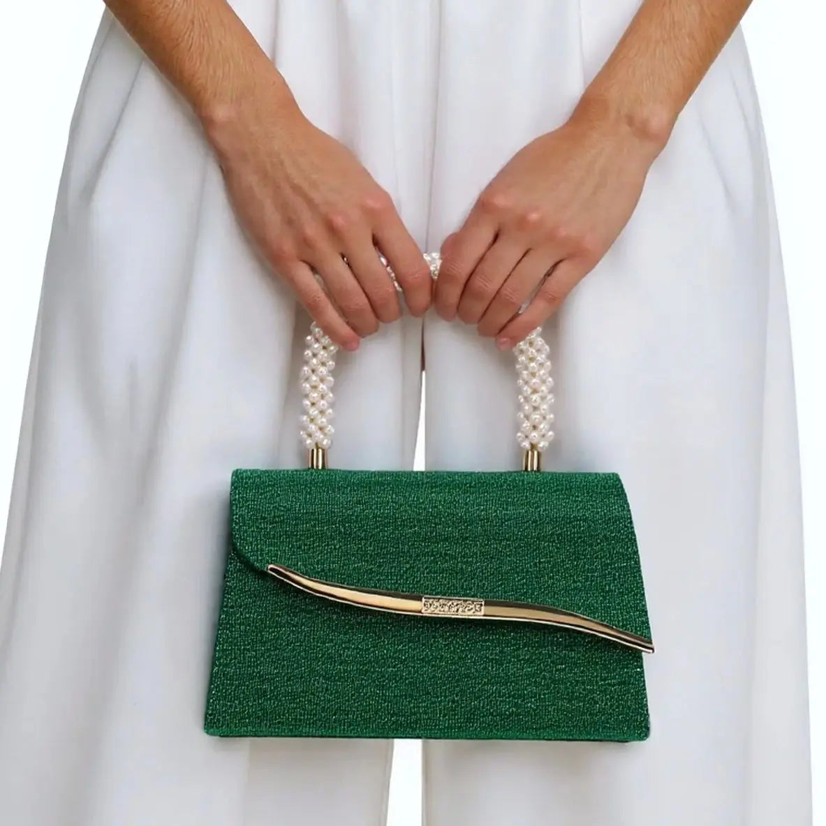 Women's Sequin Pearl Bucket Evening Bag