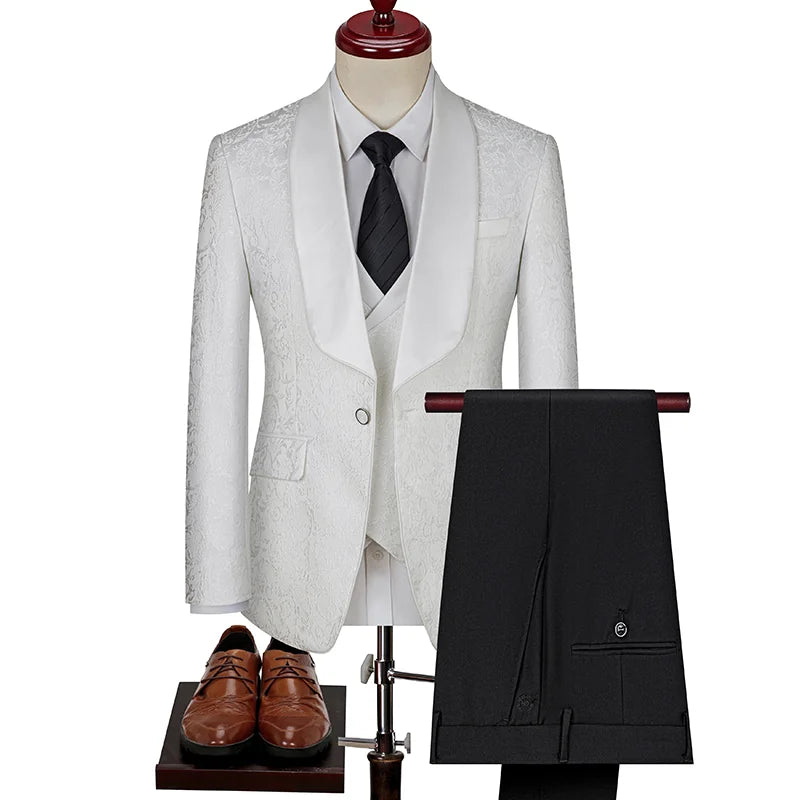 Men's British Style Business Casual Three-Piece Vest Trousers High-Density Jacquard suit LADYLYS