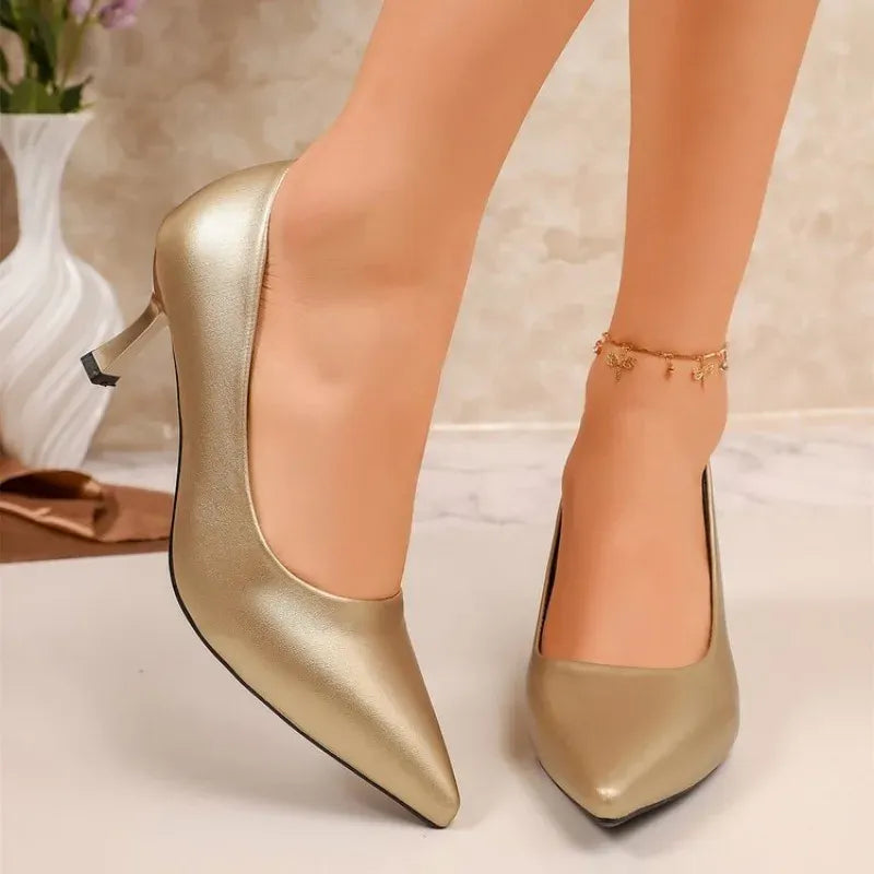 Women's Gold & Silver Pointed-Toe Stiletto Pumps
