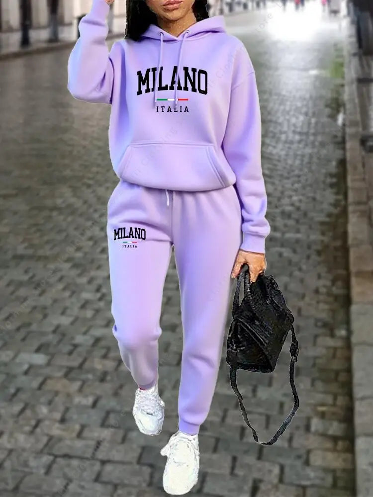 MILANO Women's Premium Hoodie & Sweatpant Tracksuit — 2-Piece Autumn Winter Outfit