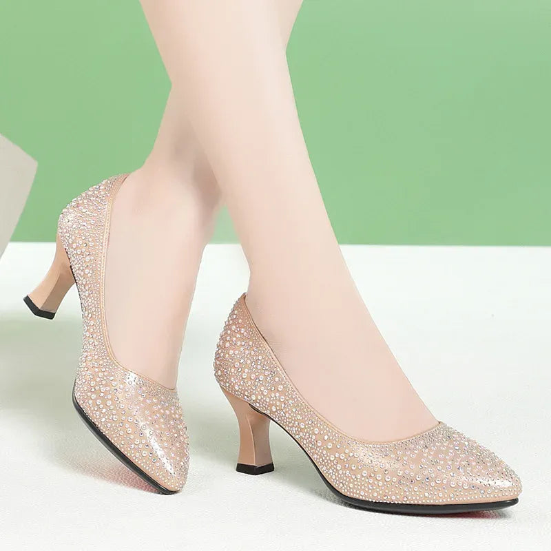 Women's Pointed-Toe Block Heel Pumps with Zip