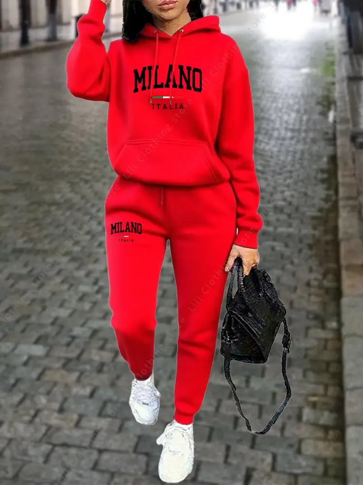 MILANO Women's Premium Hoodie & Sweatpant Tracksuit — 2-Piece Autumn Winter Outfit