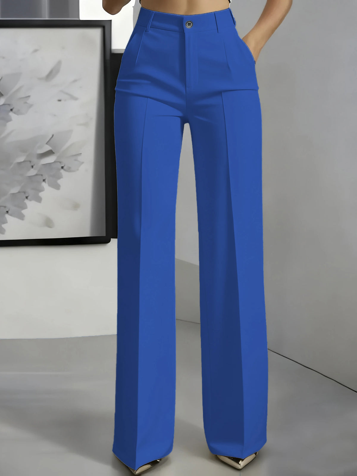 Women's High-Waisted Draped Straight-Cut Suit Trousers | Office & Workwear Fashion