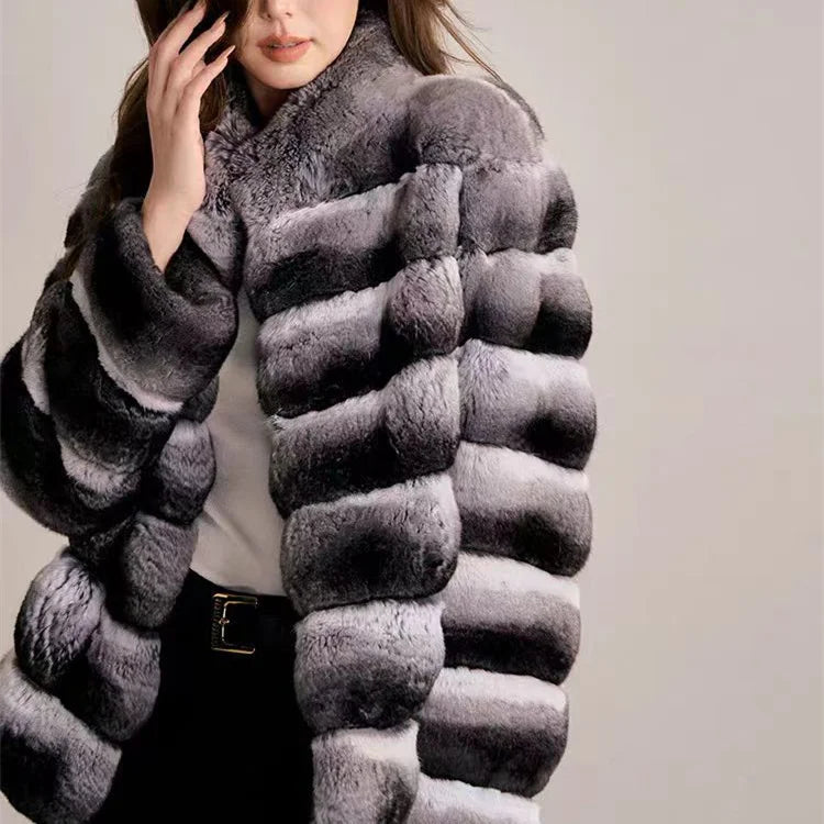 Women's Faux Chinchilla Fur Short Coat — Plush Splicing Outerwear