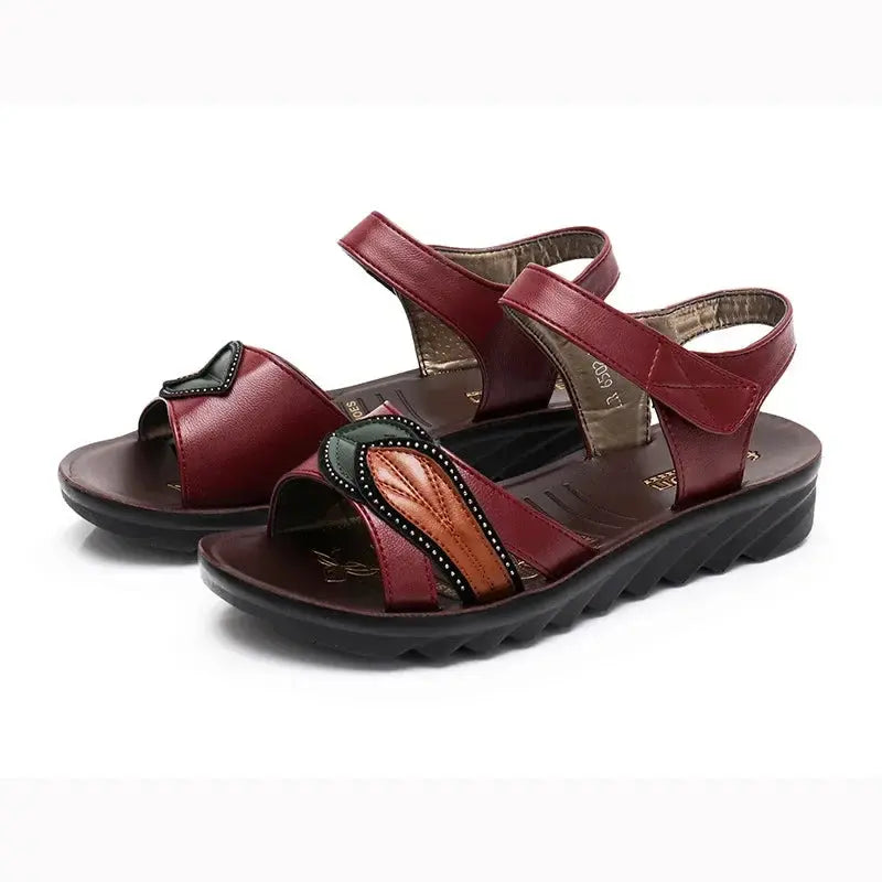 Sandals Elderly Mother Shoes Middle-aged Beach Slippers PU Upper Material Comfortable LADYLYS