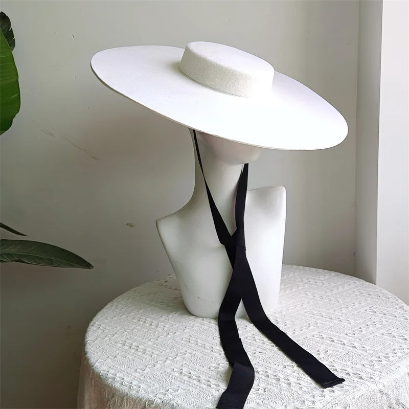 Unisex Wide-Brim Wool Fedora Hat