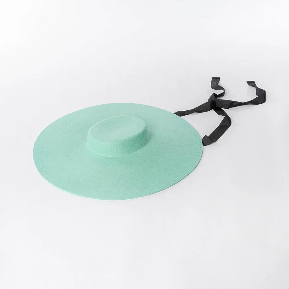 Unisex Wide-Brim Wool Fedora Hat
