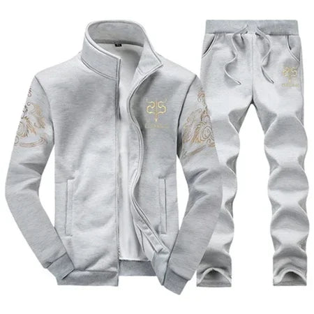Men's Fleece Tracksuit Set – Zip Sweatshirt & Jogger Pants