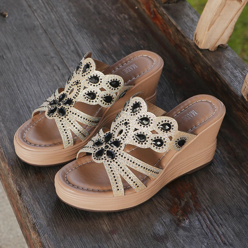Thick Heel Sandals Women's New Hollow Open Toe Flat Roman Shoes LADYLYS