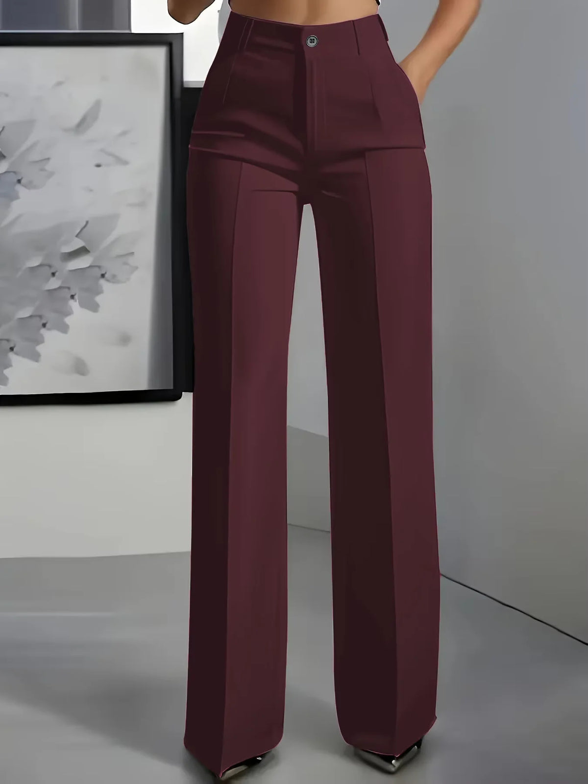 Women's High-Waisted Draped Straight-Cut Suit Trousers | Office & Workwear Fashion