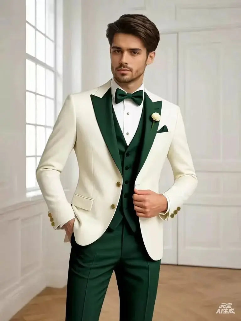 Men's Tailored Suit Three-Piece Set Casual Wedding Groomsmen LADYLYS