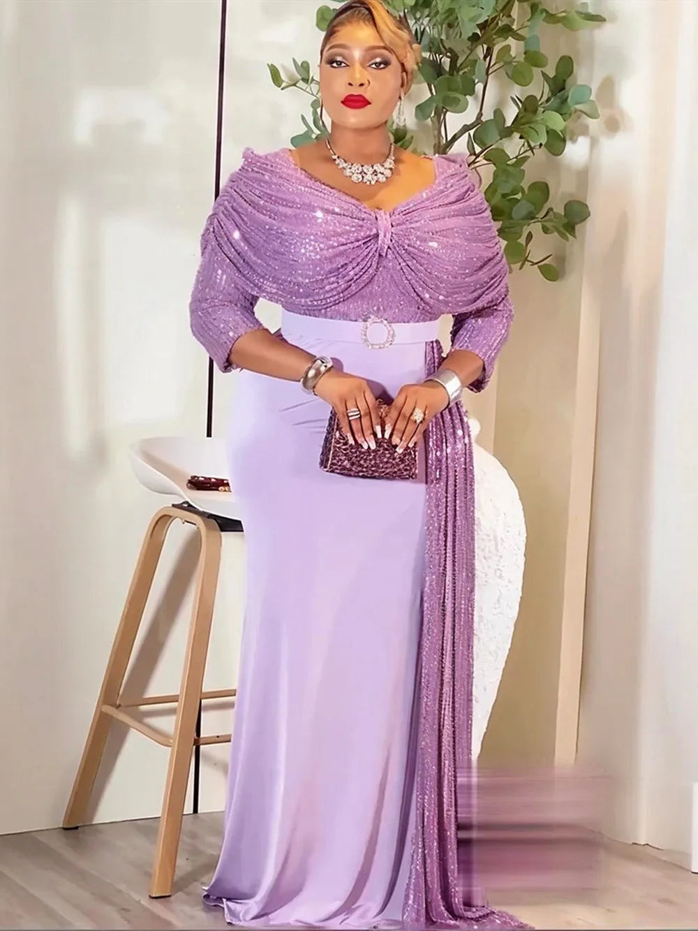 Plus Size African Sequin Bodycon Evening Gown – Dashiki Long Dress