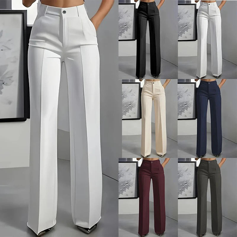 Women's High-Waisted Draped Straight-Cut Suit Trousers | Office & Workwear Fashion