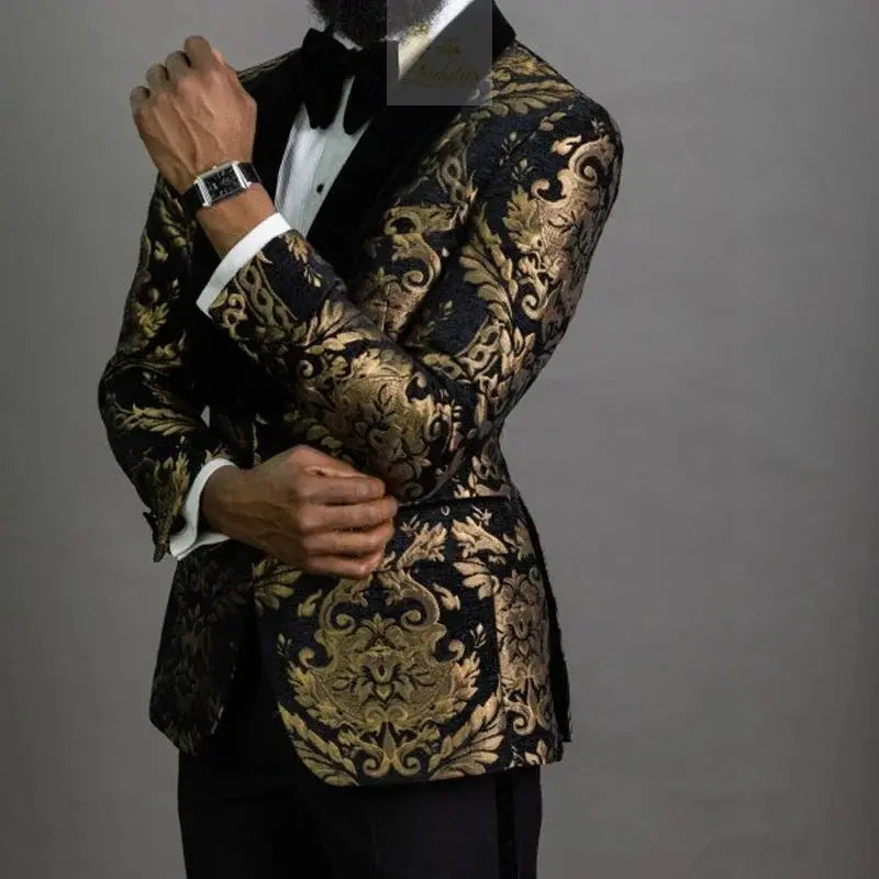 Floral Wedding Groom Tuxedo 2 Pcs Slim Fit Men Suits LADYLYS