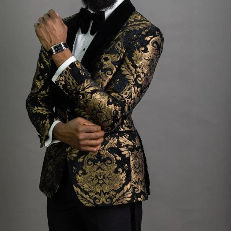 Floral Wedding Groom Tuxedo 2 Pcs Slim Fit Men Suits LADYLYS