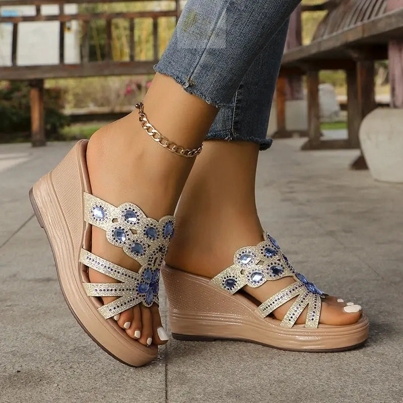 Thick Heel Sandals Women's New Hollow Open Toe Flat Roman Shoes LADYLYS