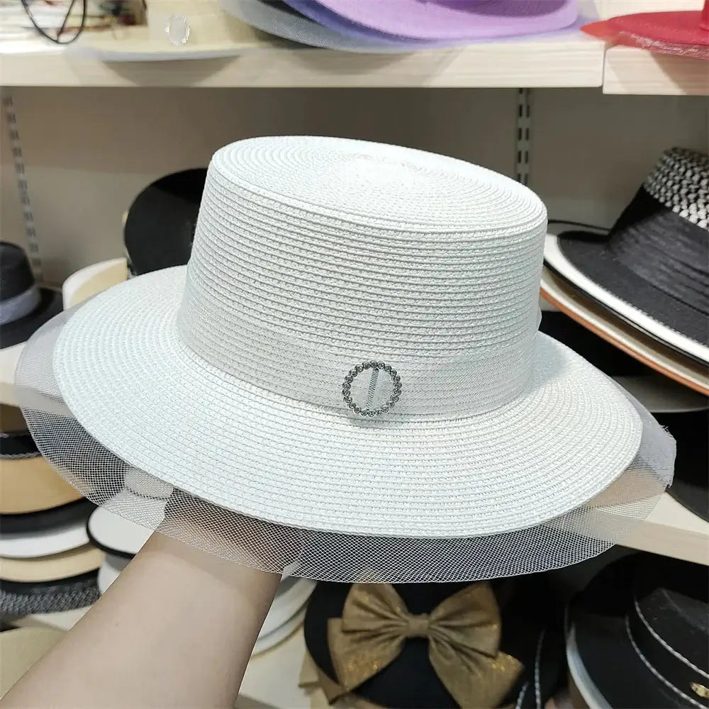 Bucket Hat Summer Hats for Women Fishing Hat Woolen Rhinestone Solid Color Basin Hat Leisure Outdoor Beach Sun Hat LADYLYS
