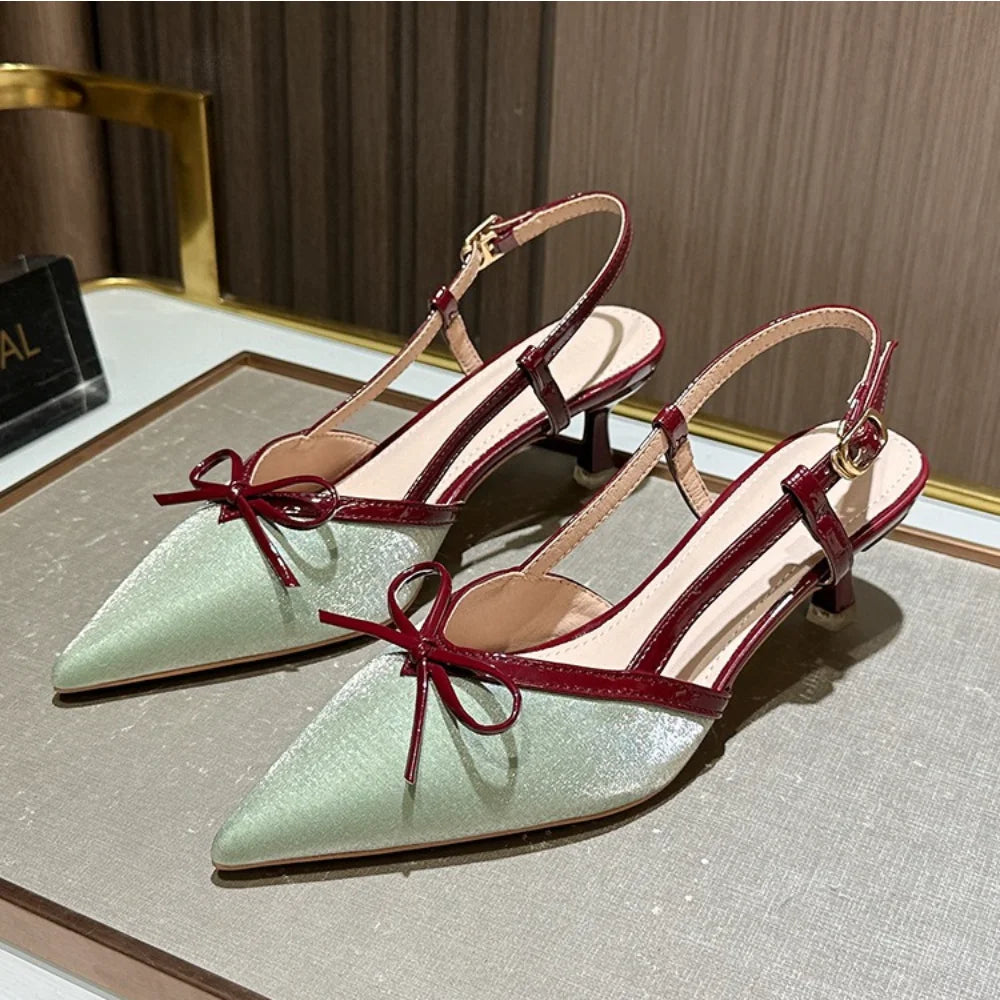 Baotou Sandals Womens Color Blocked Slim Heeled High-heeled LADYLYS
