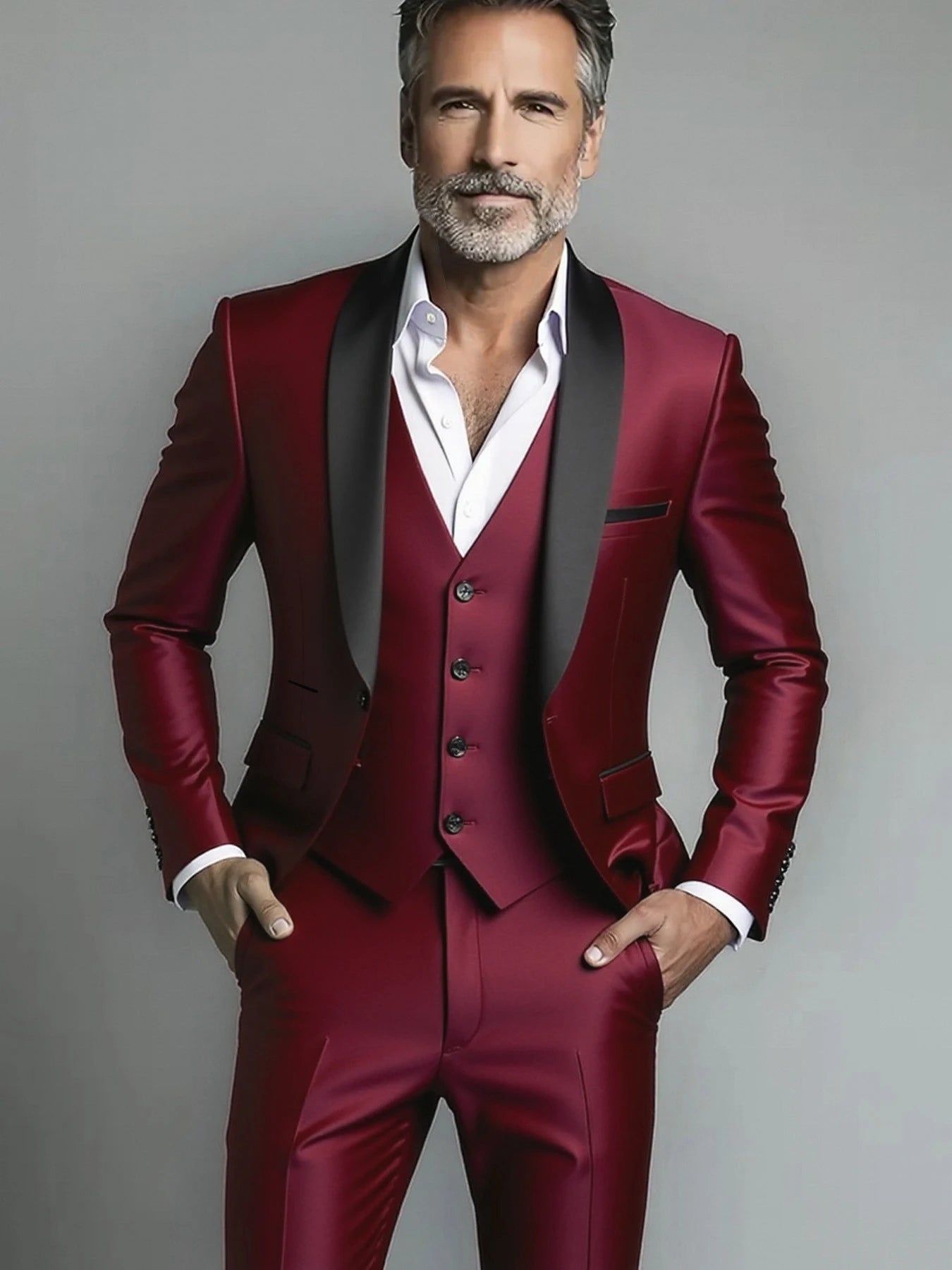 Men's Slim Fit 3-Piece Business Suit – Jacket, Vest & Trousers | Smart Casual