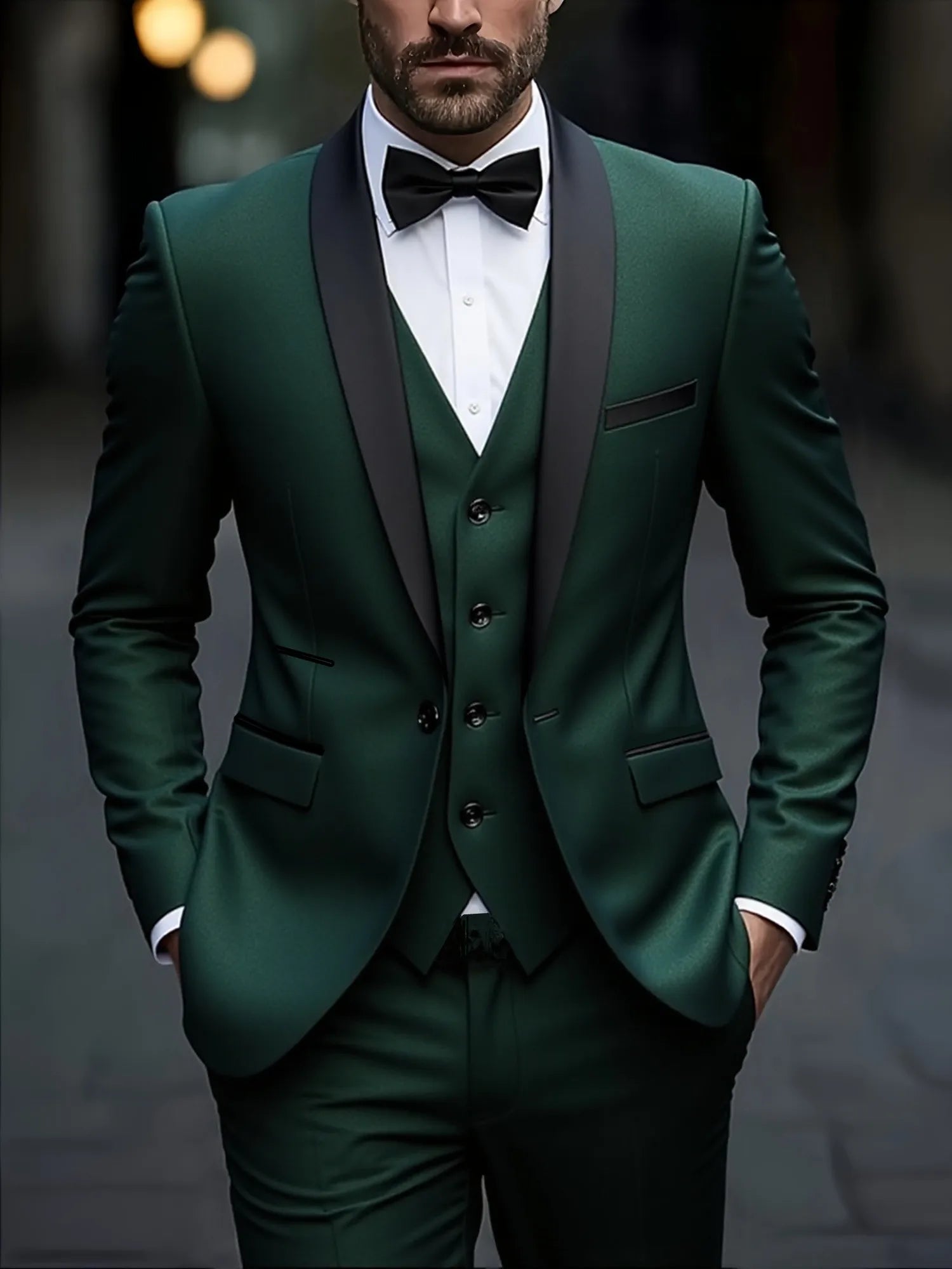 Men's Slim Fit 3-Piece Business Suit – Jacket, Vest & Trousers | Smart Casual