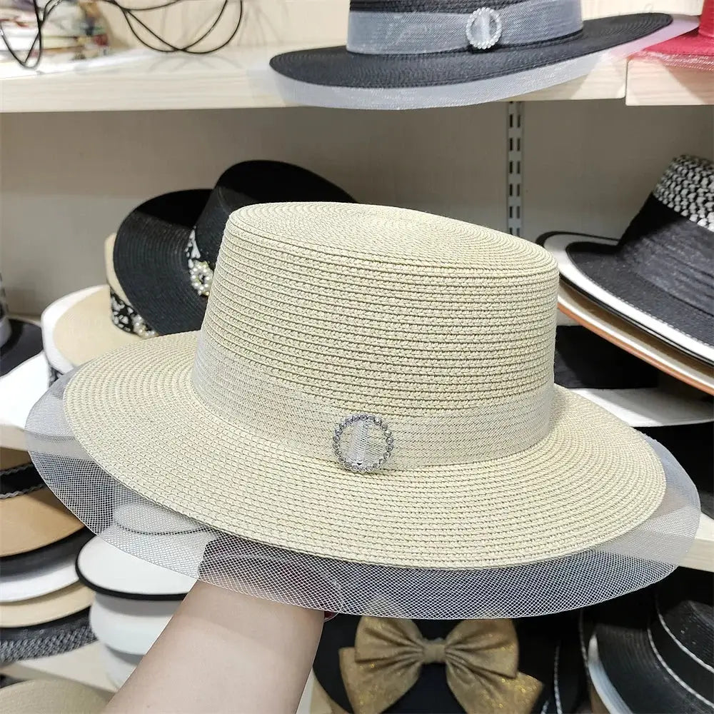 Bucket Hat Summer Hats for Women Fishing Hat Woolen Rhinestone Solid Color Basin Hat Leisure Outdoor Beach Sun Hat LADYLYS