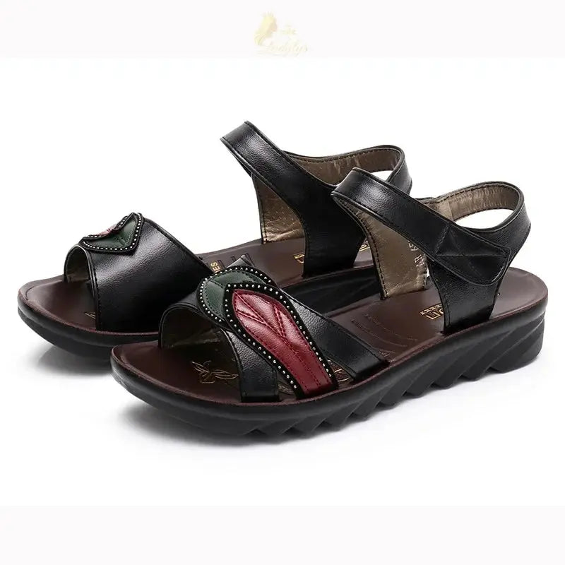 Sandals Elderly Mother Shoes Middle-aged Beach Slippers PU Upper Material Comfortable LADYLYS