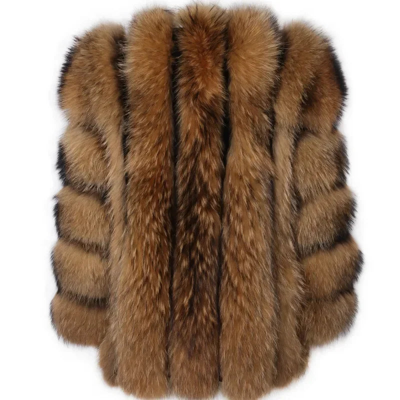 Women's Short Faux Fur Jacket with Puff Sleeves