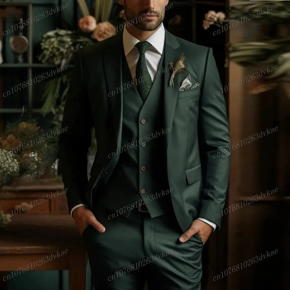 Business Male Tuxedos 3 Piece Set Jacket Vest Pants LADYLYS
