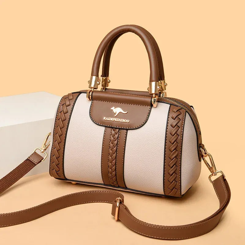 Compact PU Patchwork Crossbody Satchel Bag
