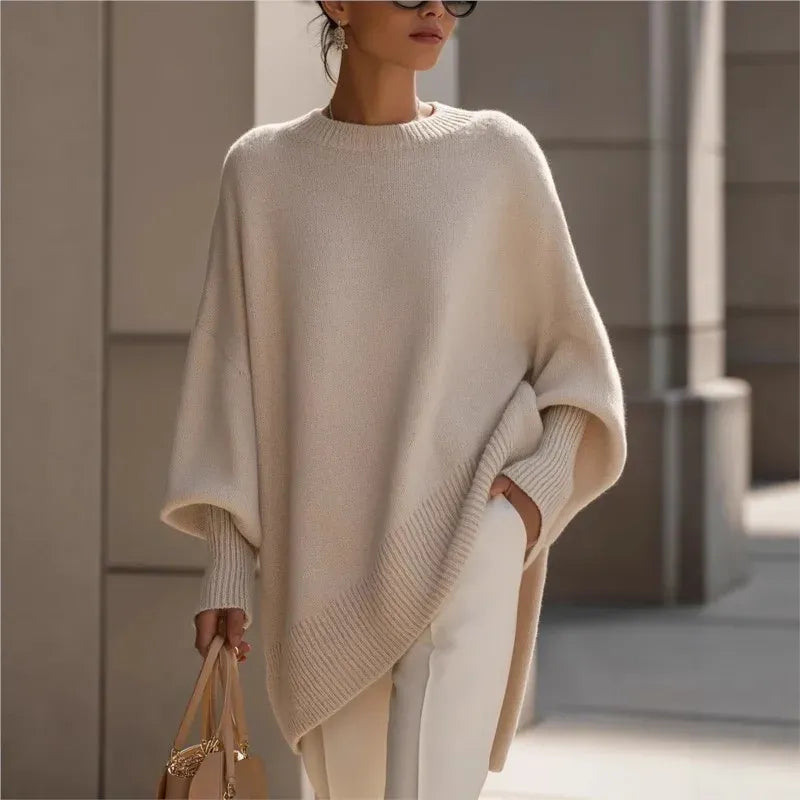 Women's Relaxed-Fit Crew Neck Knitted Sweater