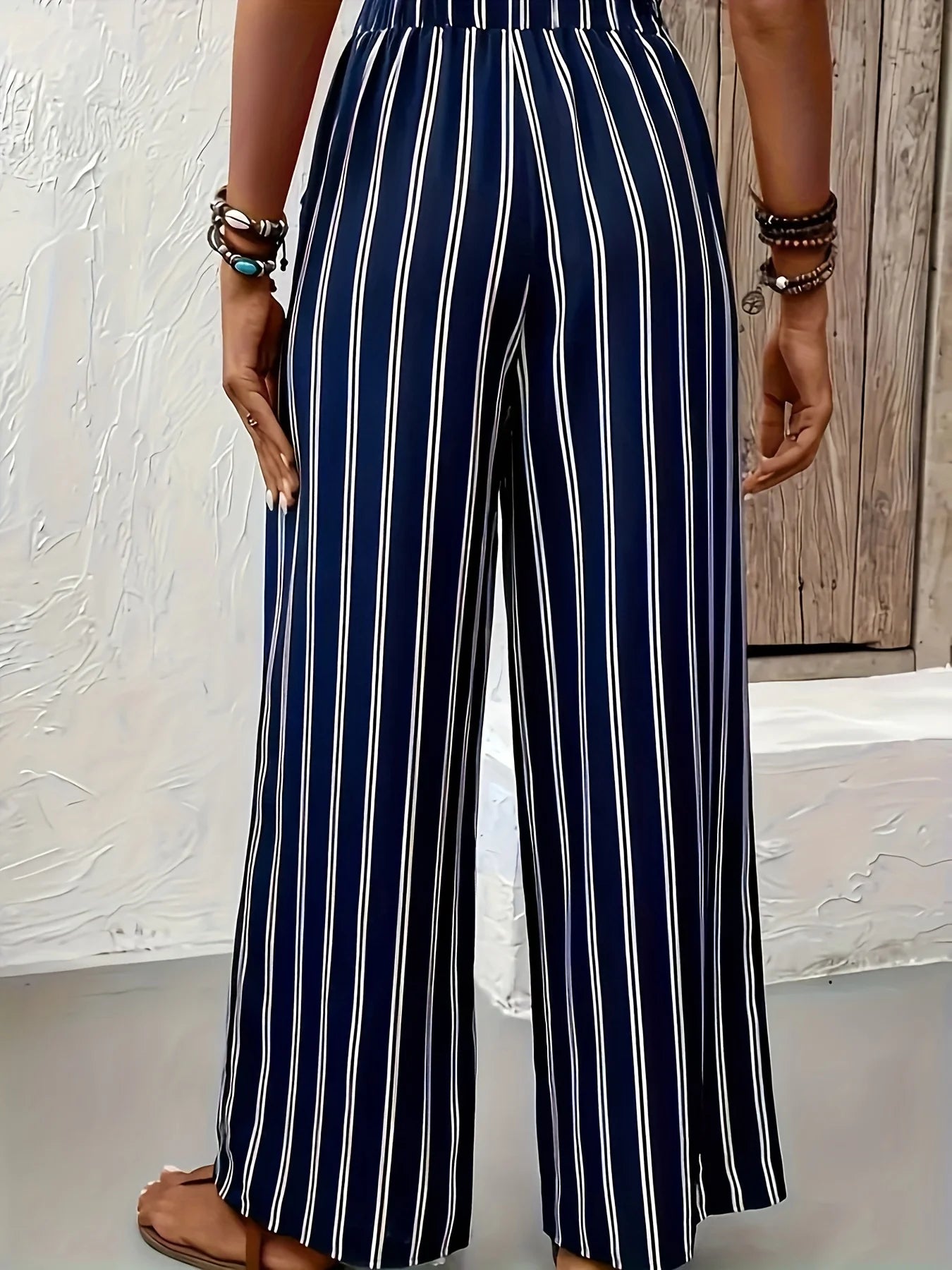 Striped Wide-Leg Pants Women loose Casual LADYLYS