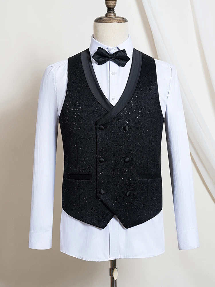 Luxury wedding suits for groom 3 pieces man suits high quality Shining flash diamond LADYLYS