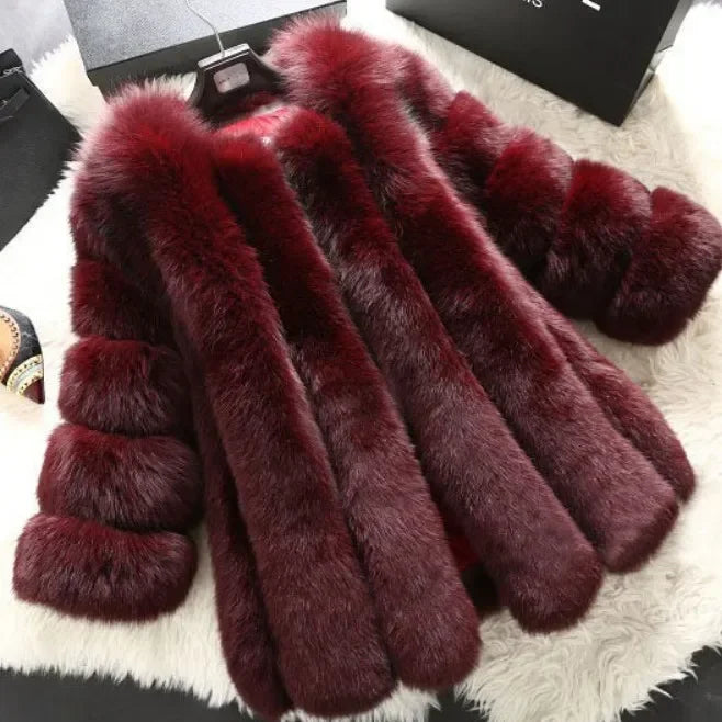 Women's Short Faux Fur Jacket with Puff Sleeves