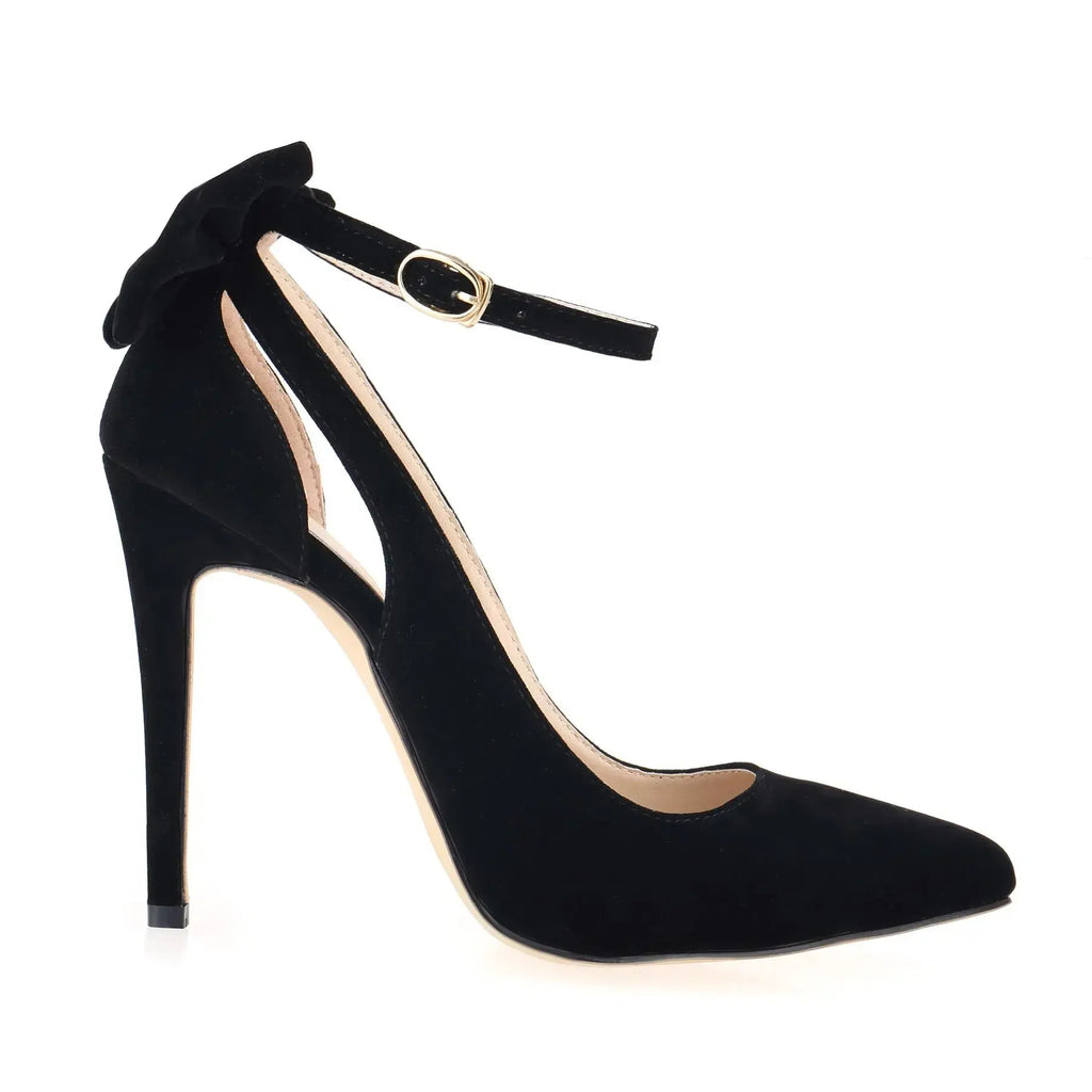 High Heels Bow Tie Back Sexy Stiletto Pumps Pointed Toe 11cm Sexy Ankle LADYLYS