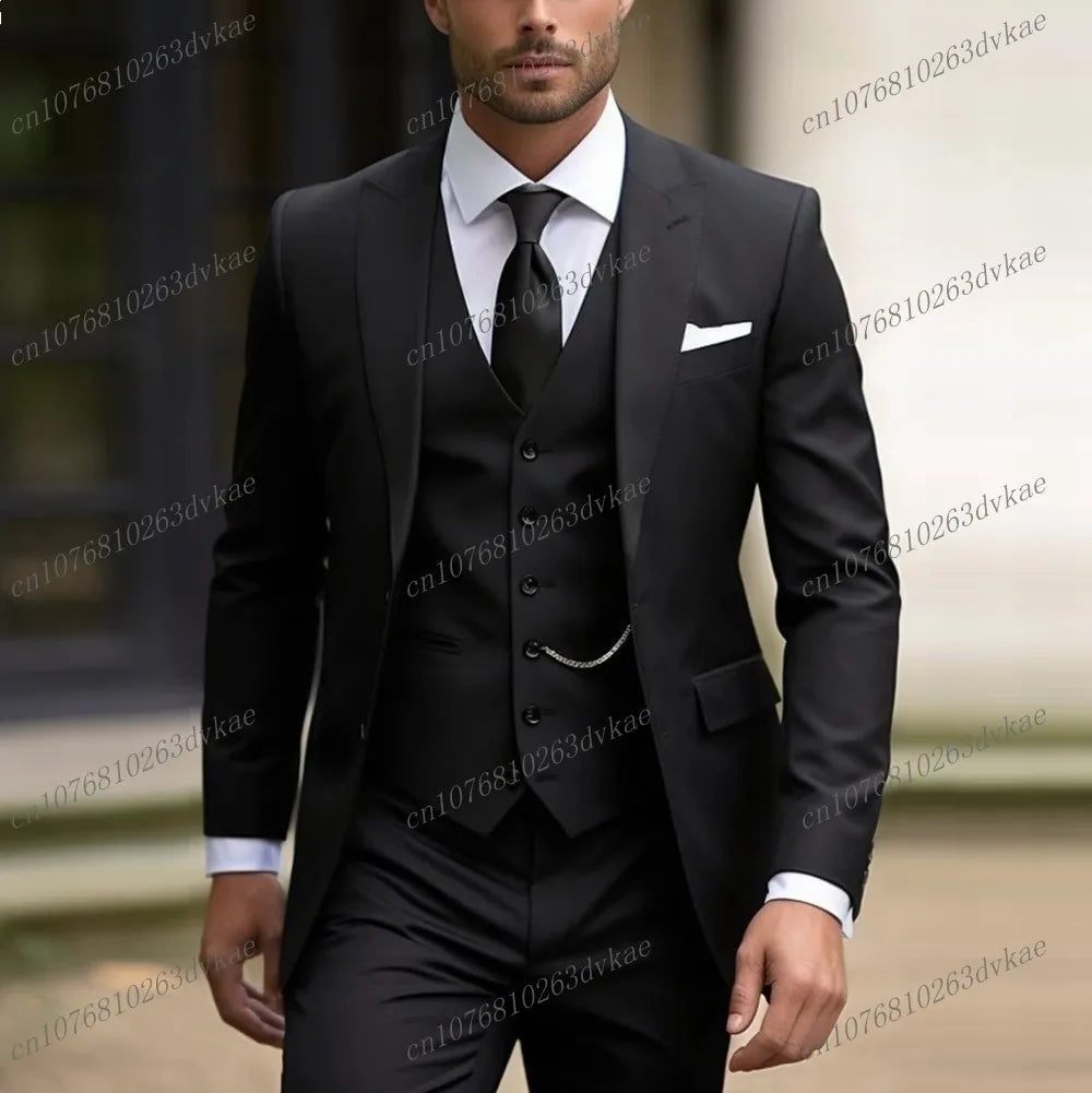 Business Male Tuxedos 3 Piece Set Jacket Vest Pants LADYLYS