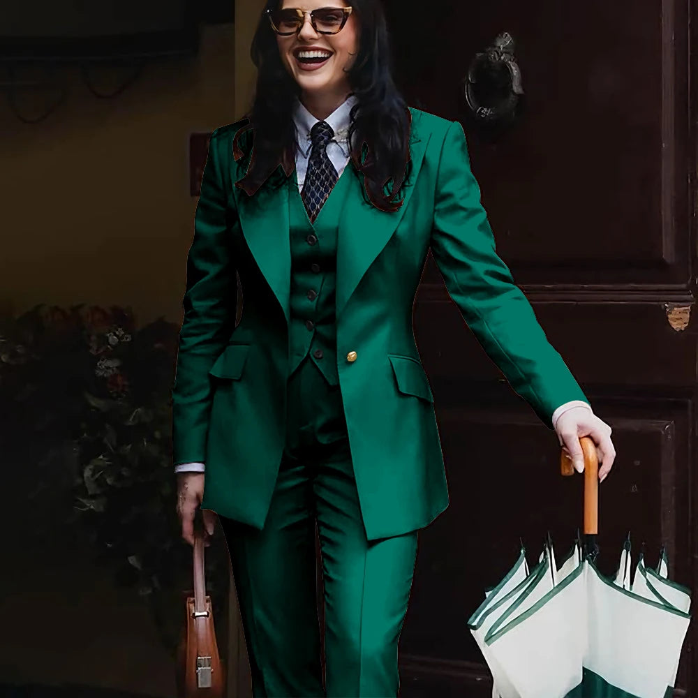 Women's Jacket Pant Sets 3Piece Suit Single Button Professional Outerwears LADYLYS