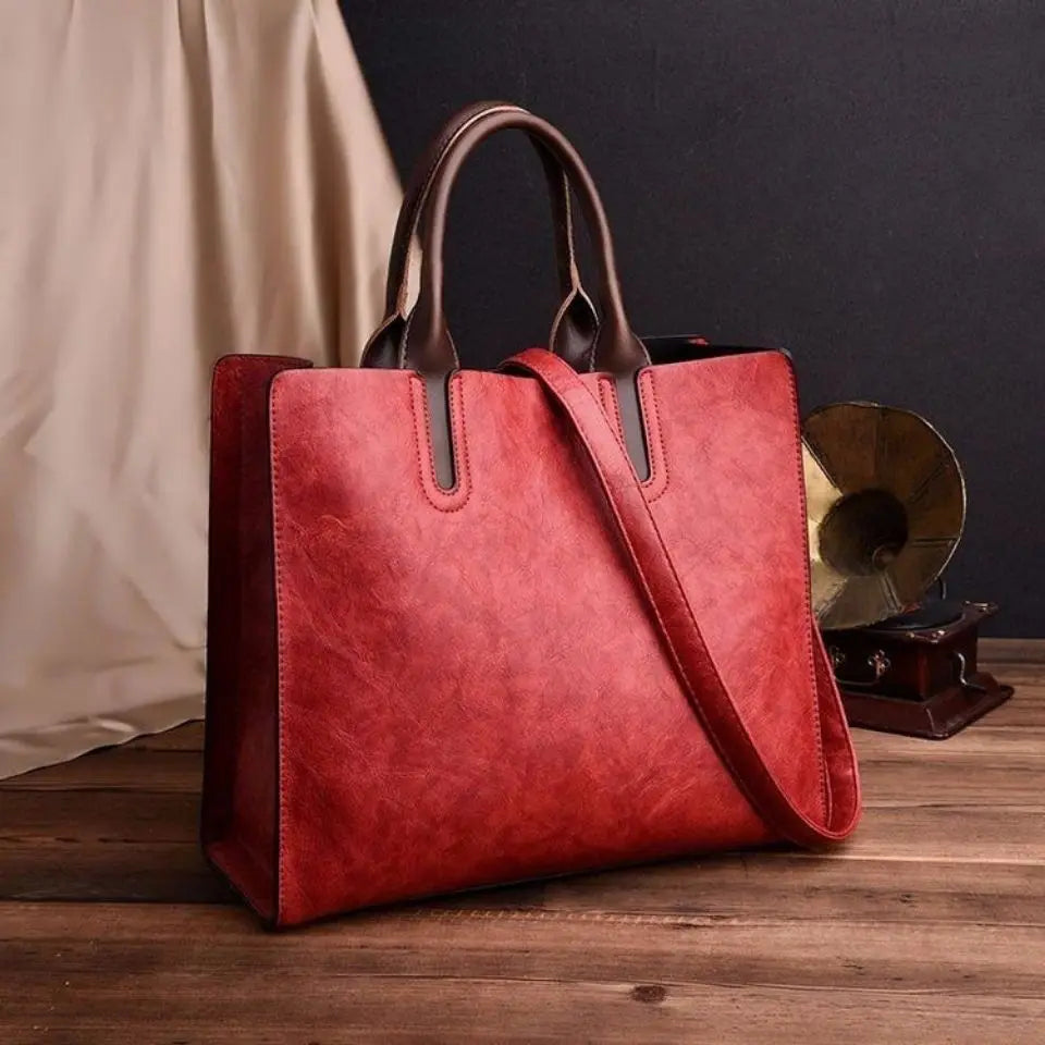 Women's Vintage-Style Zip-Up Shoulder Bag