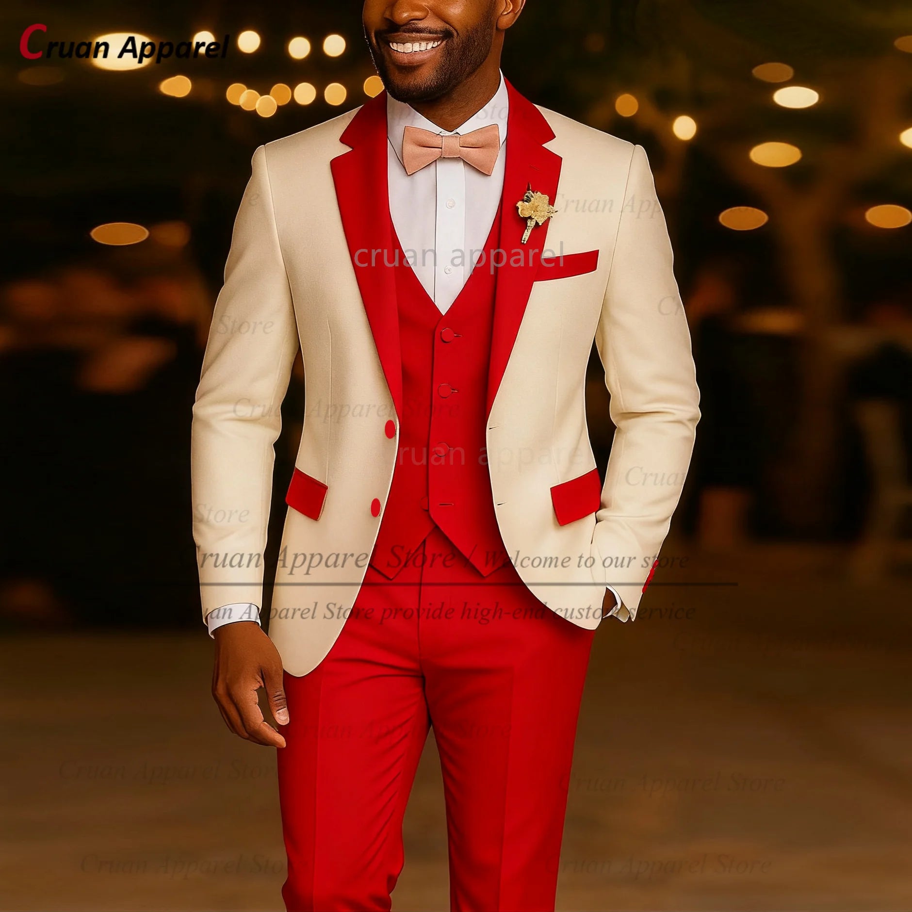 High Quality Suit Sets For Men Wedding Banquet Custom Groomsman Elegant Outfits 3 Pieces LADYLYS