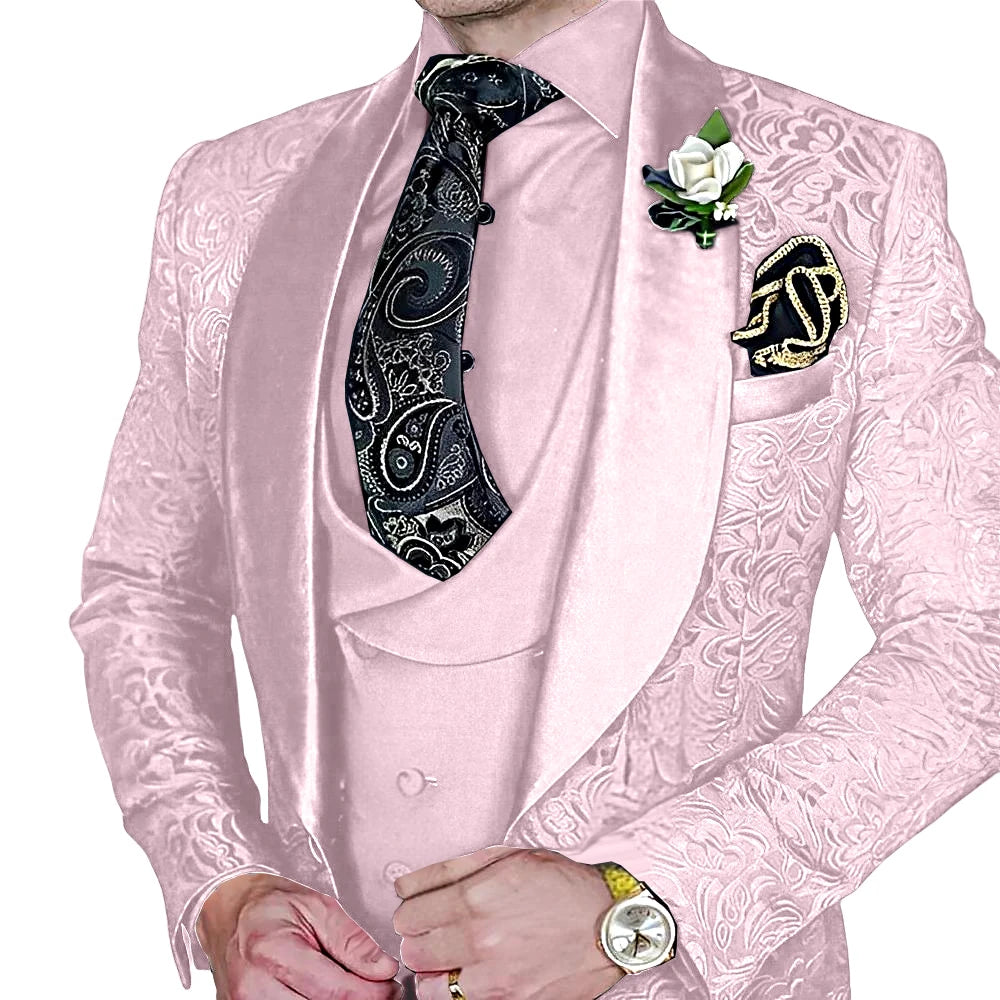 Elegant, high-quality 3-piece Jacquard suit set for men LADYLYS