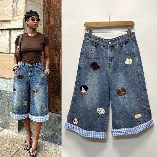 Women's Vintage Wide-Leg Jeans – High Waist, Straight Leg, Y2K Streetwear