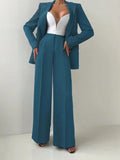 Elegant Casual Blazer Jacket And Straight-Leg Pants Suit Set LADYLYS