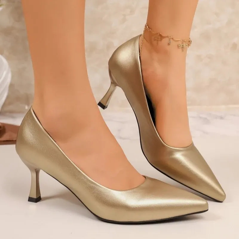 Women's Gold & Silver Pointed-Toe Stiletto Pumps