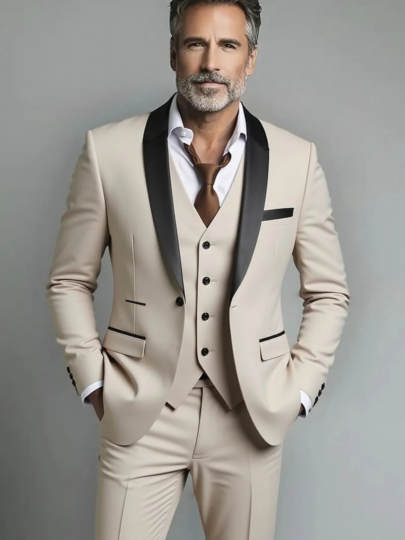 Men's Slim Fit 3-Piece Business Suit – Jacket, Vest & Trousers | Smart Casual