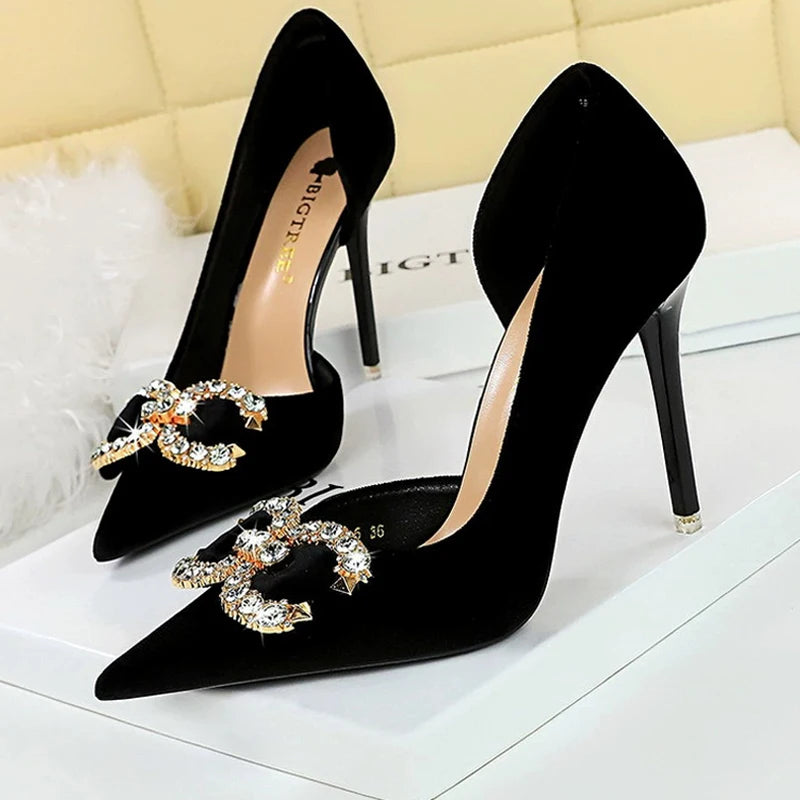 Luxury high heels Women 7 cm 10.5 cm stilettos Metal Rhinestone LADYLYS