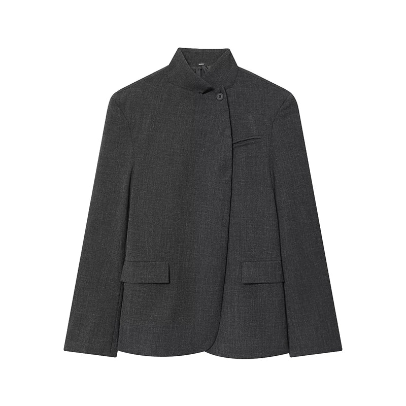 Women's Single-Button Stand Collar Blazer