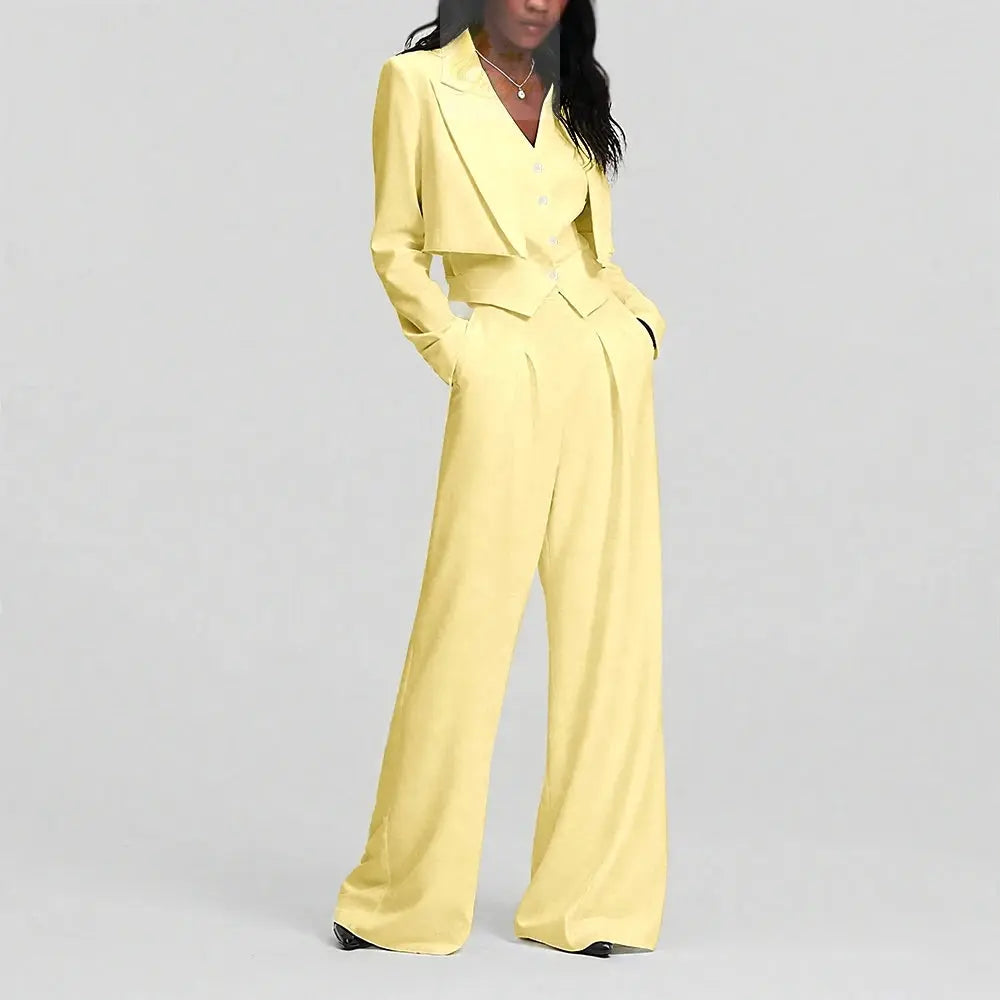 Elegant Single Button Women Pants Set New Female Three Pieces(Blazer+Trousers+Vest) LADYLYS