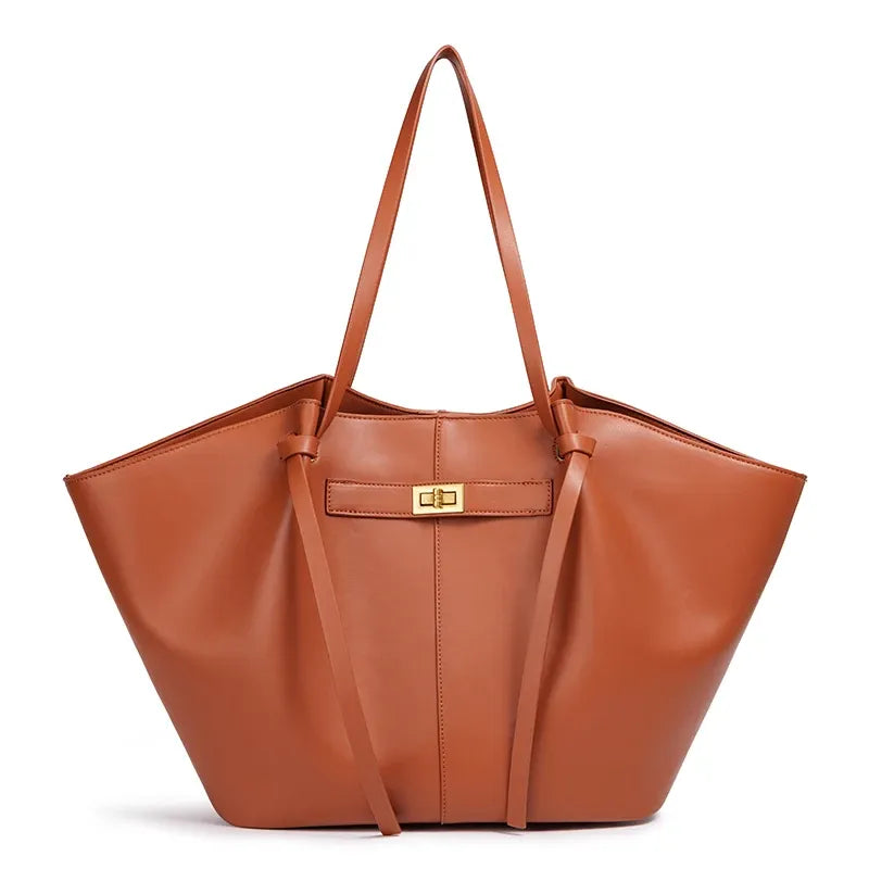 Women's Large Soft Tote Bag with Lock Detail