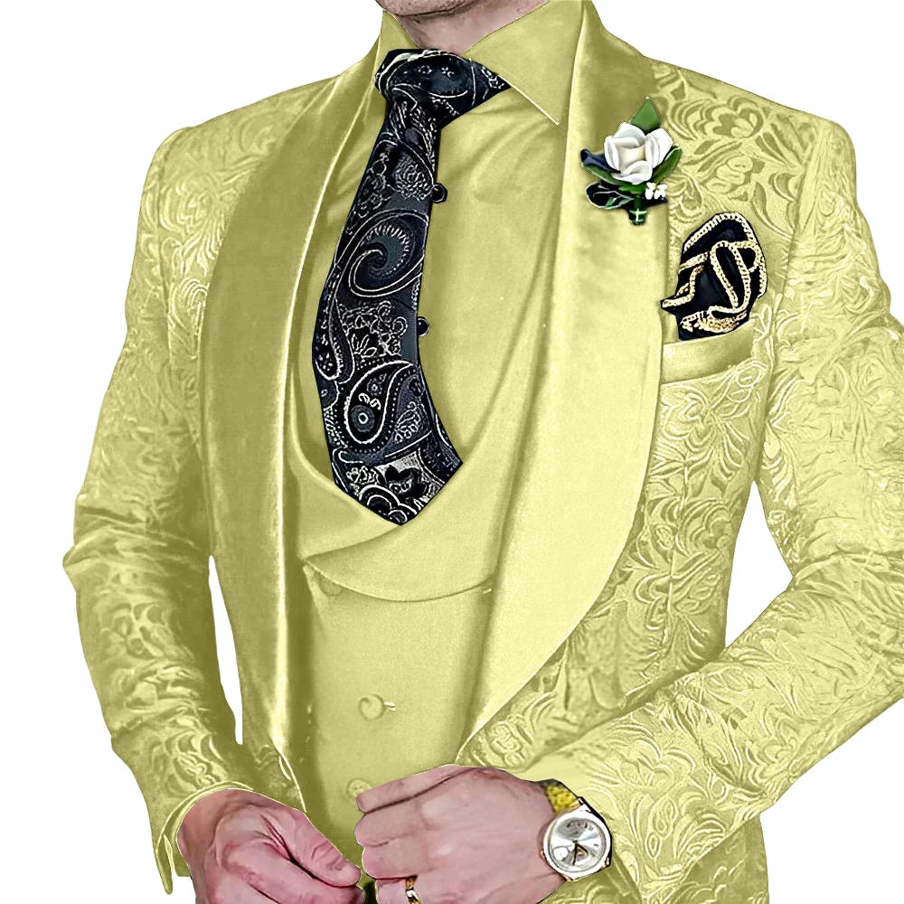 Elegant, high-quality 3-piece Jacquard suit set for men LADYLYS